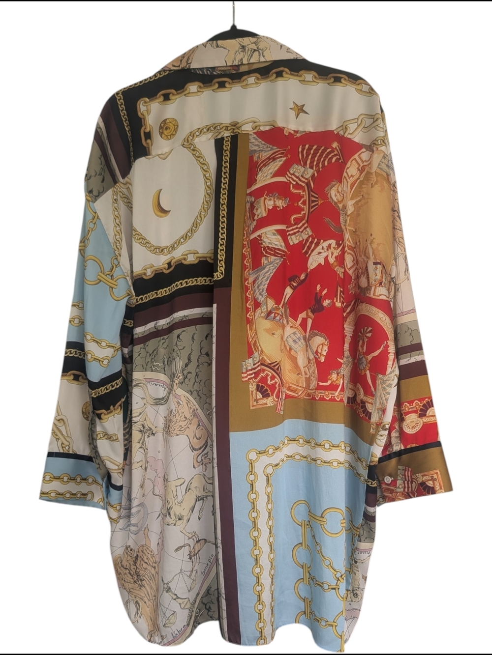 Zara Oversized Patchwork Shirt Dress Zodiac Chain Design - Medium - Picture 4 of 7